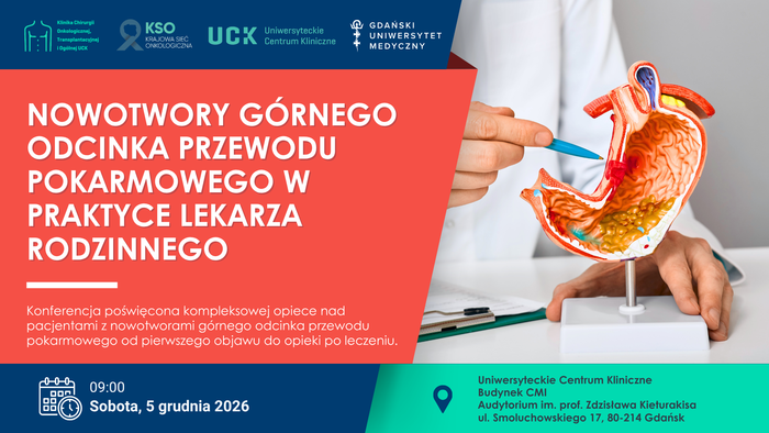 Okładka konferencji Nowotwory górnego odcinka przewodu pokarmowego w praktyce lekarza rodzinnego